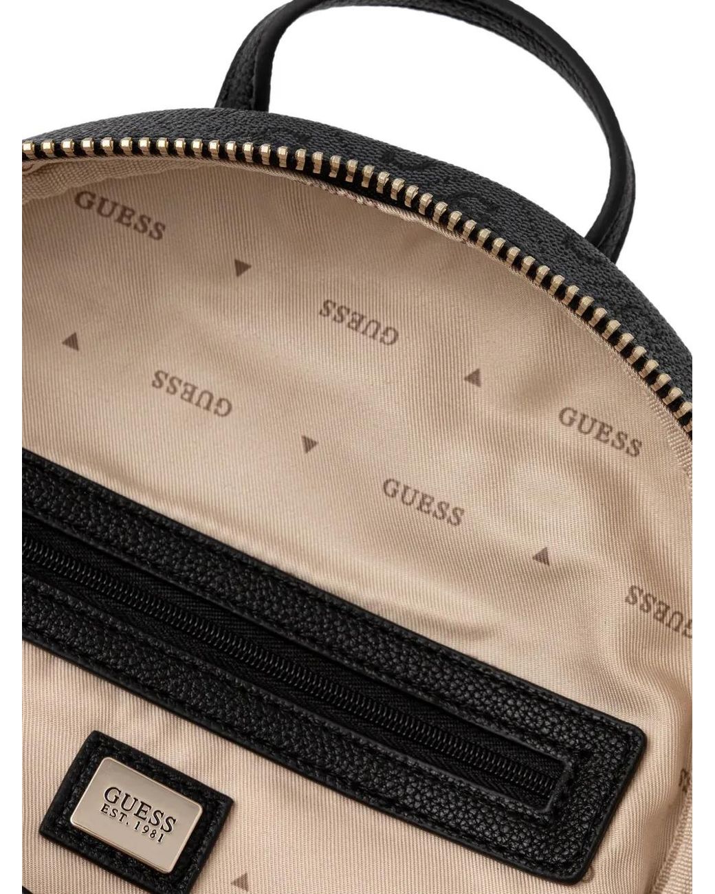 Mochila Con Monograma Y Bolsillo Con Cremallera Guess de color Black