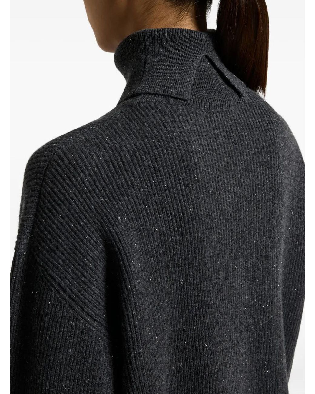 Peserico Black Roll-Neck Sparkle-Finish Sweater