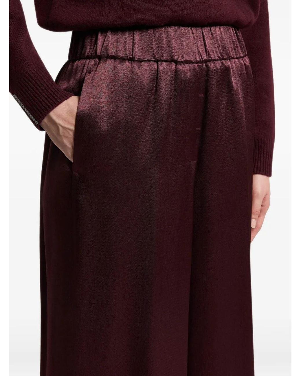 Peserico Purple Satin-Finish Wide-Leg Trousers
