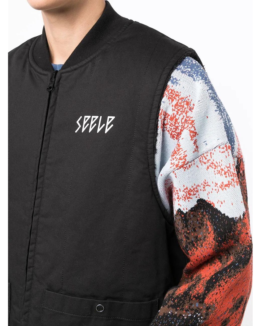 Undercover Black Slogan-Print Reversible Gilet for men