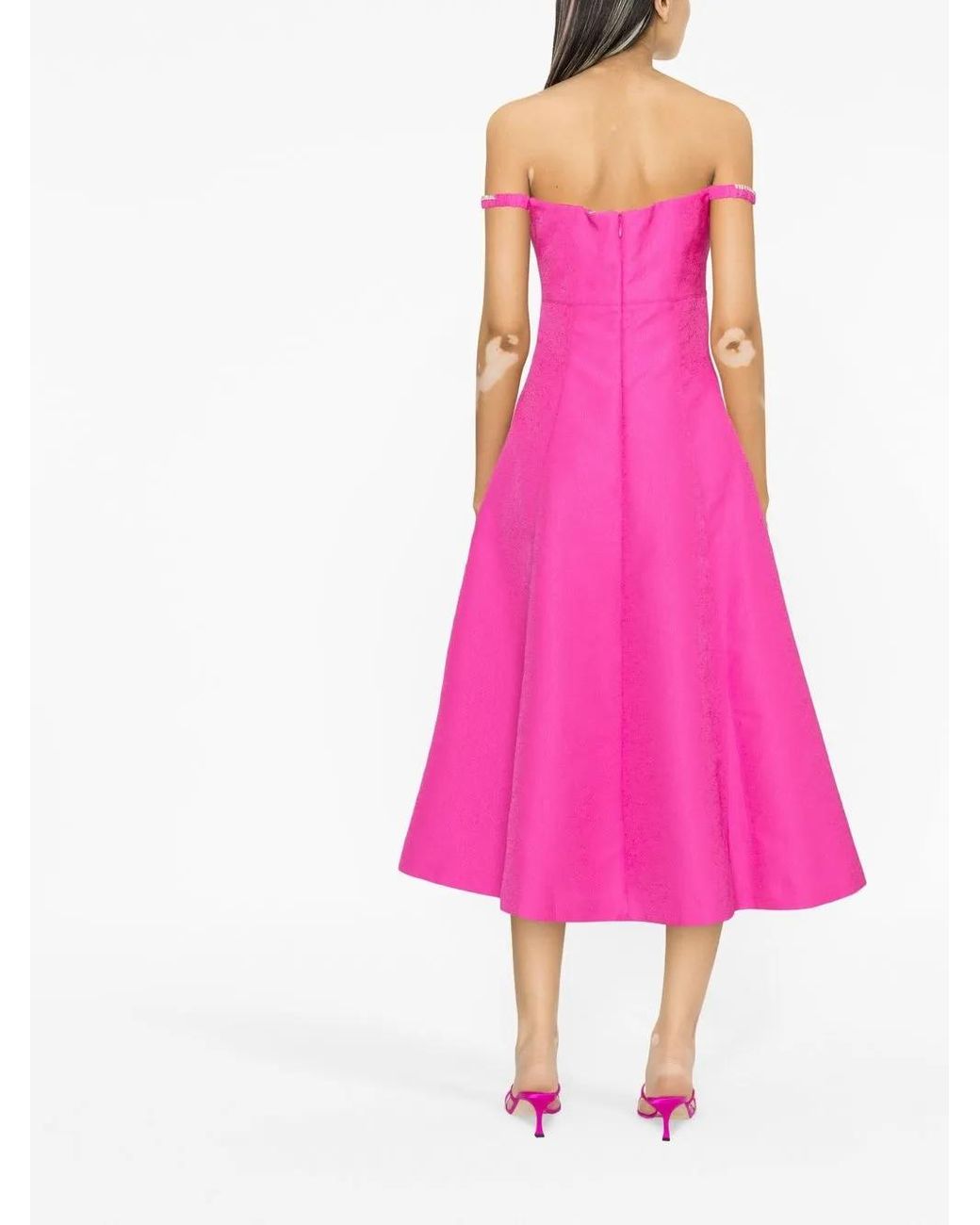 Self-Portrait Pink Diamante Detail Midi Dress