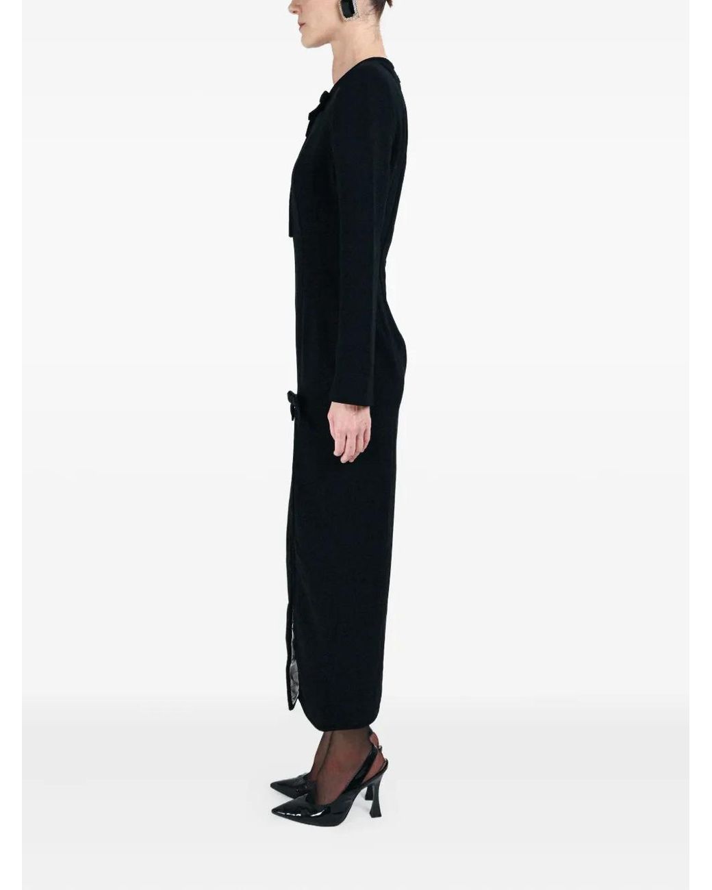 ROWEN ROSE Black Bow-Detail Long Dress
