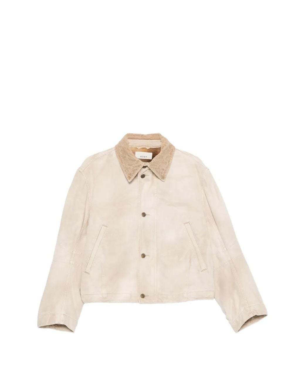 6397 Natural Veste Boutonnée À Col En Velours Côtelé