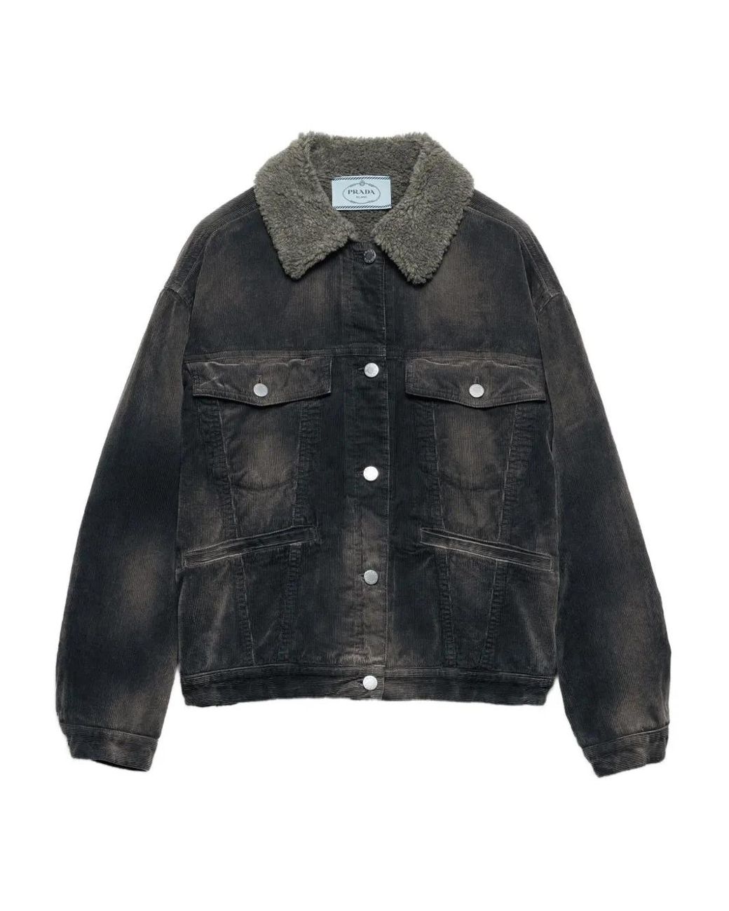 Chaqueta Vaquera De Pana Prada de color Black