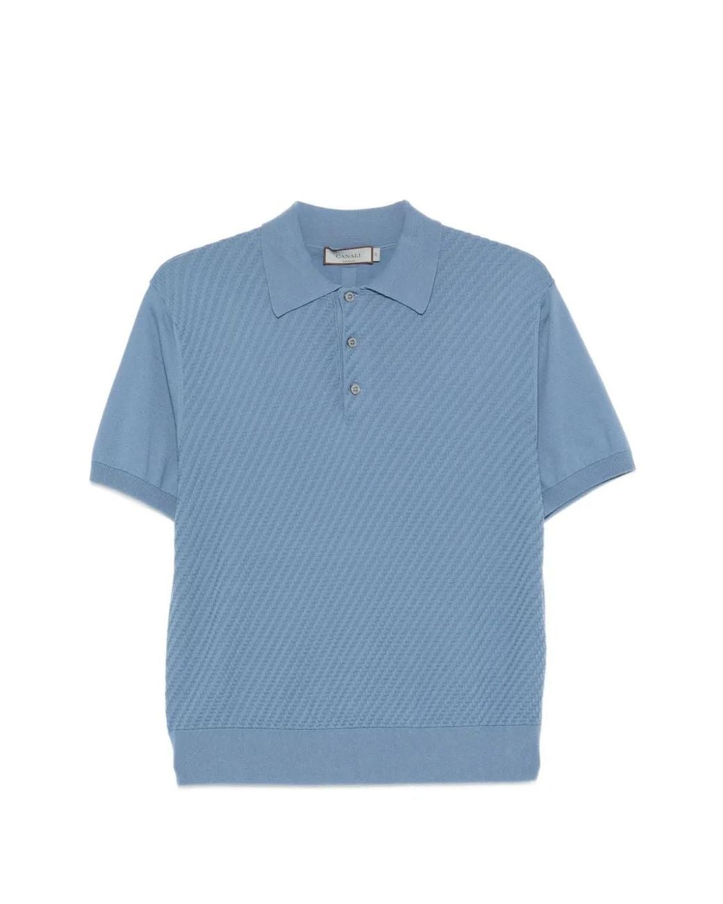 Canali Blue Textured Polo Shirt for men