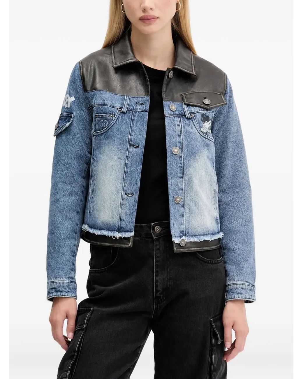 Desigual Blue Panel Frayed Jacket