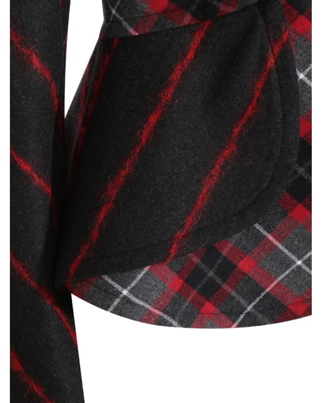 Vivienne Westwood Black Stormy Tartan-Check Asymmetric Jacket