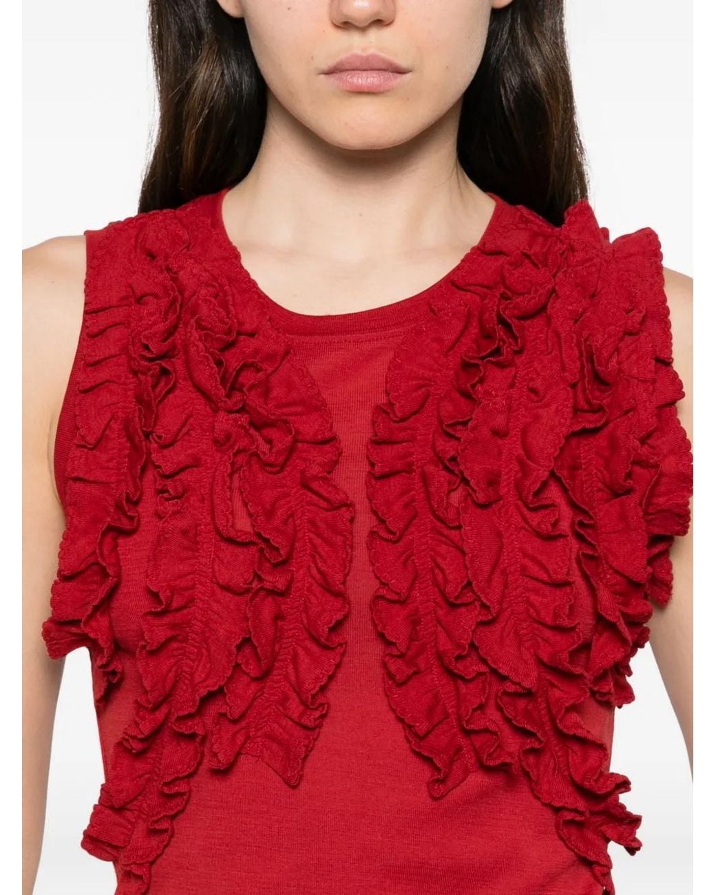 Ulla Johnson Red Ruffled Vesna Top