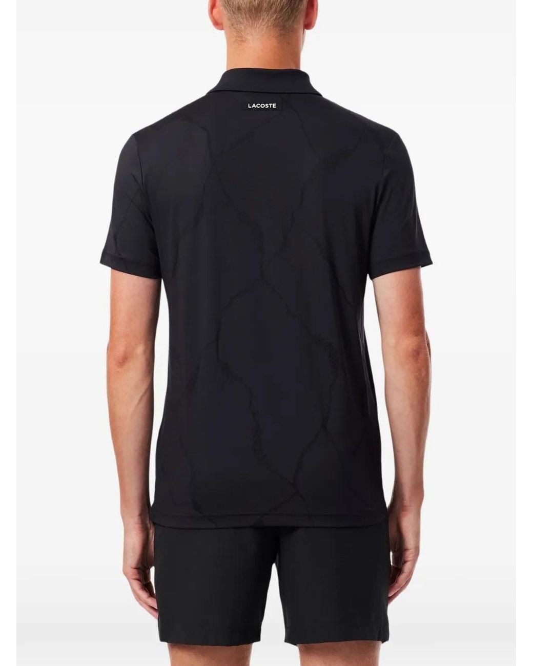 Lacoste Black Ultra Dry Jacquard Crocodile Tennis Polo Shirt for men
