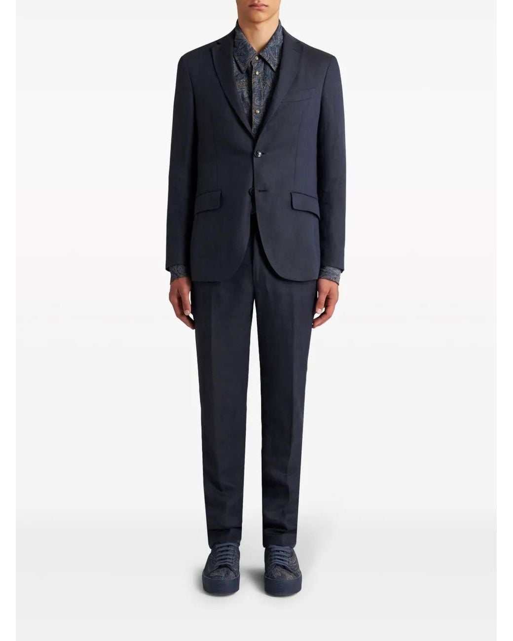 Etro Blue Single Breasted Wool Blazer For for men