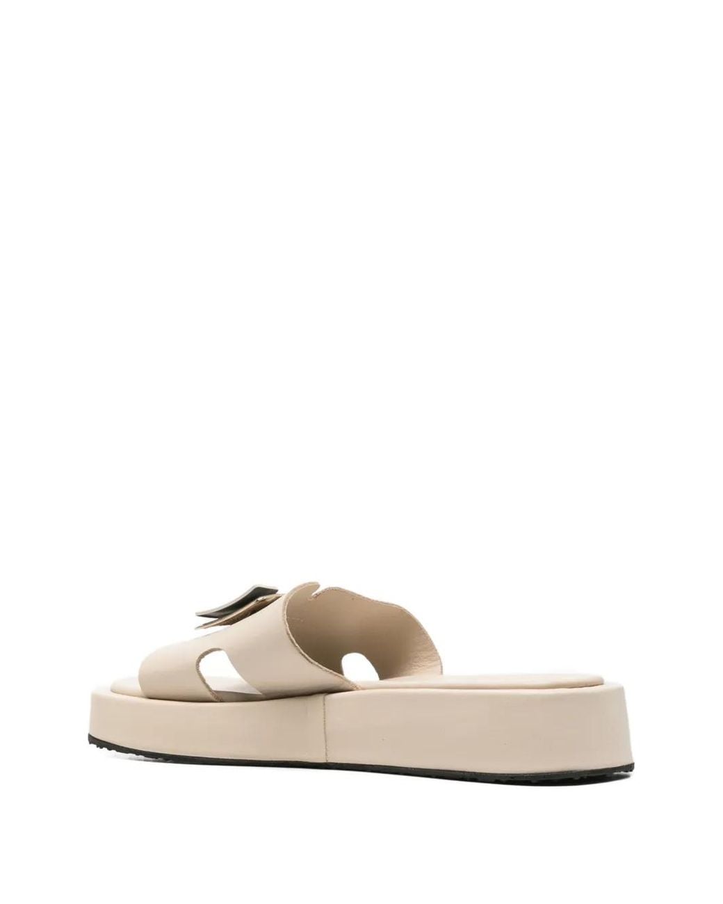 SERGIO MORETTI FIRENZE White Logo-Plaque Platform Slippers