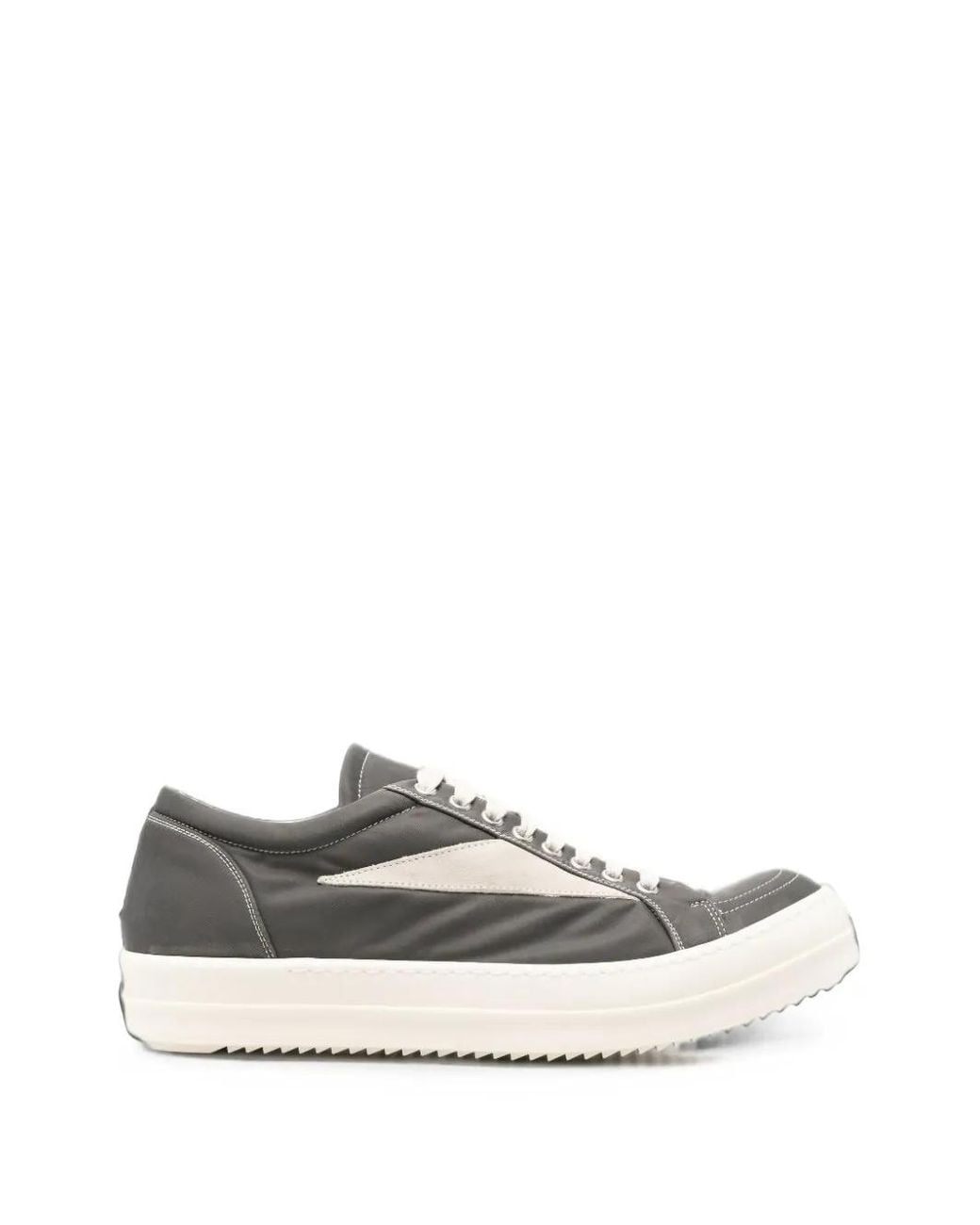 Rick Owens White Leather-Trim Panelled Sneakers for men