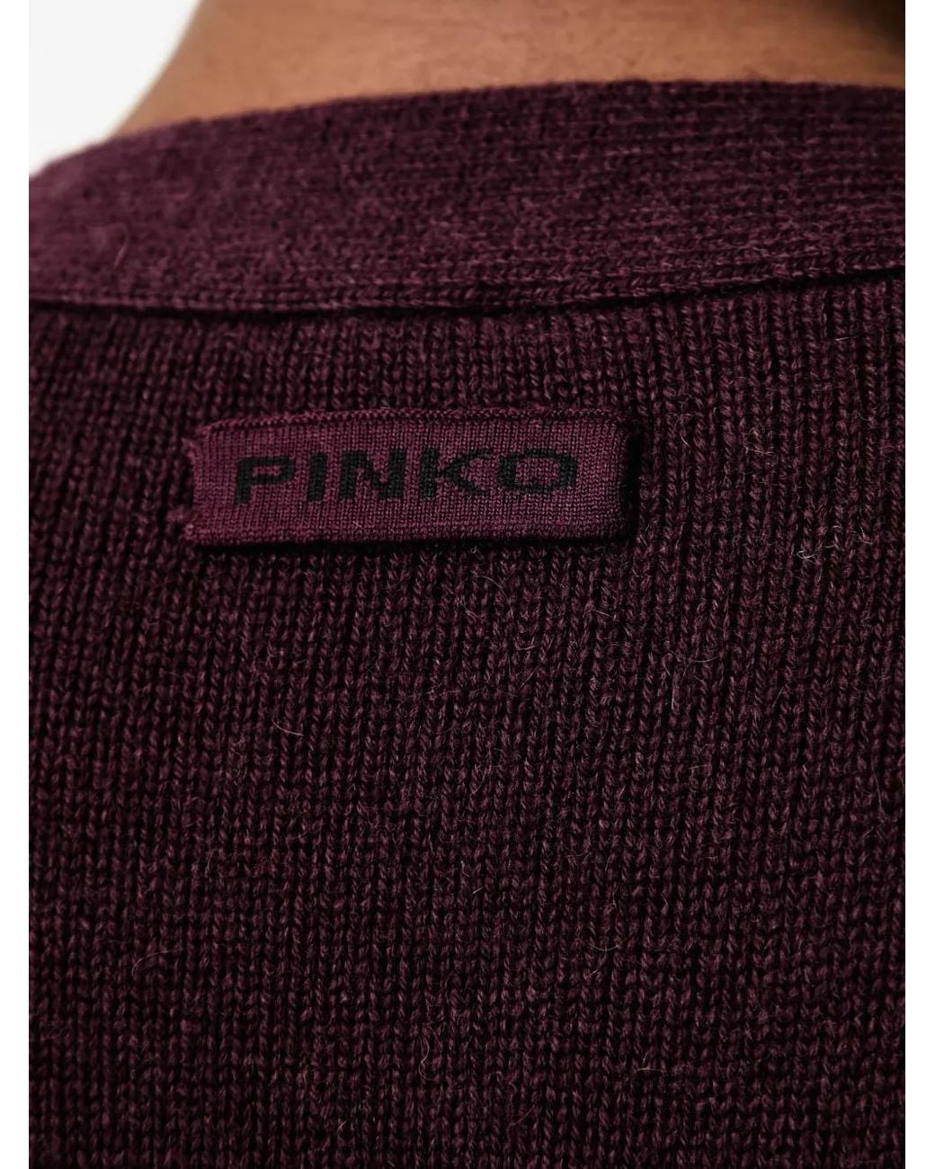 Pinko Black Wool And Cashmere Cardigan With Diamond Motif