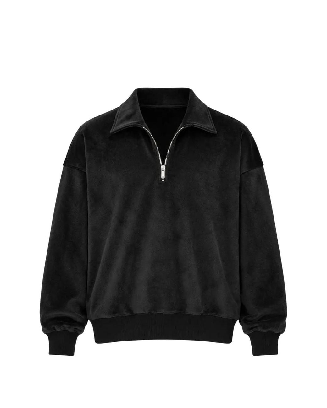 Song For The Mute Black Half-Zip Velour Sweatshirt for men