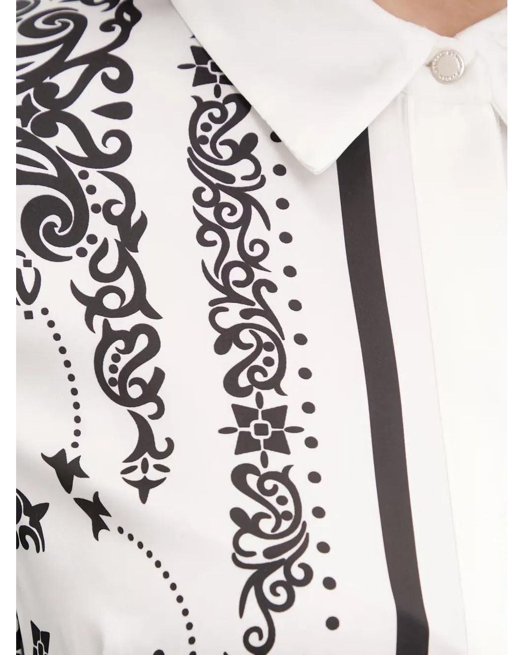 Morgan White Baroque-Print Button-Down Shirt