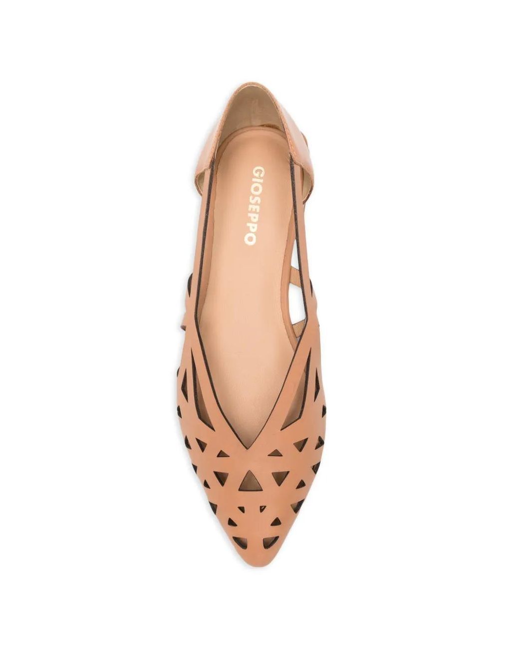 Gioseppo Brown Bumala Cut-Out Leather Ballet Flats