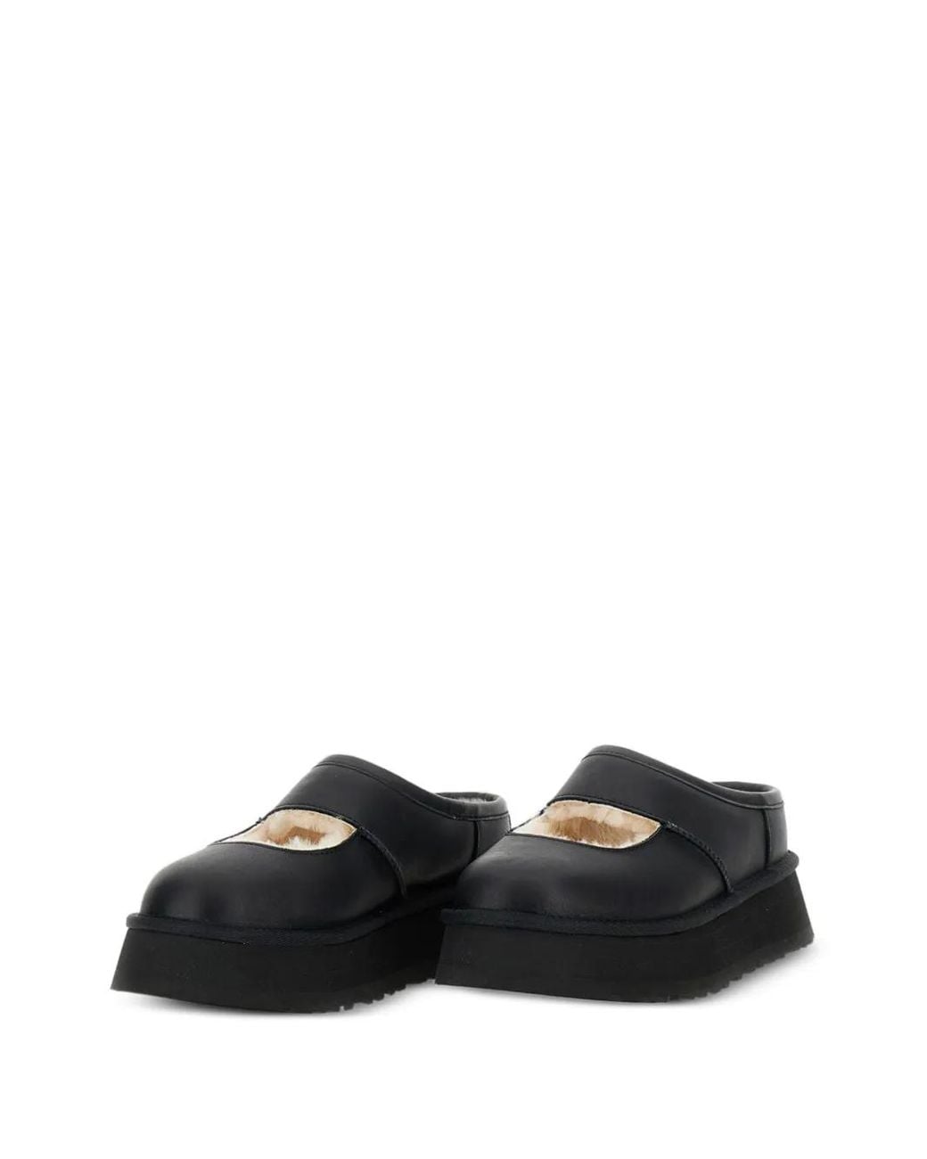 Ugg Black Bea Platform Leather Mules