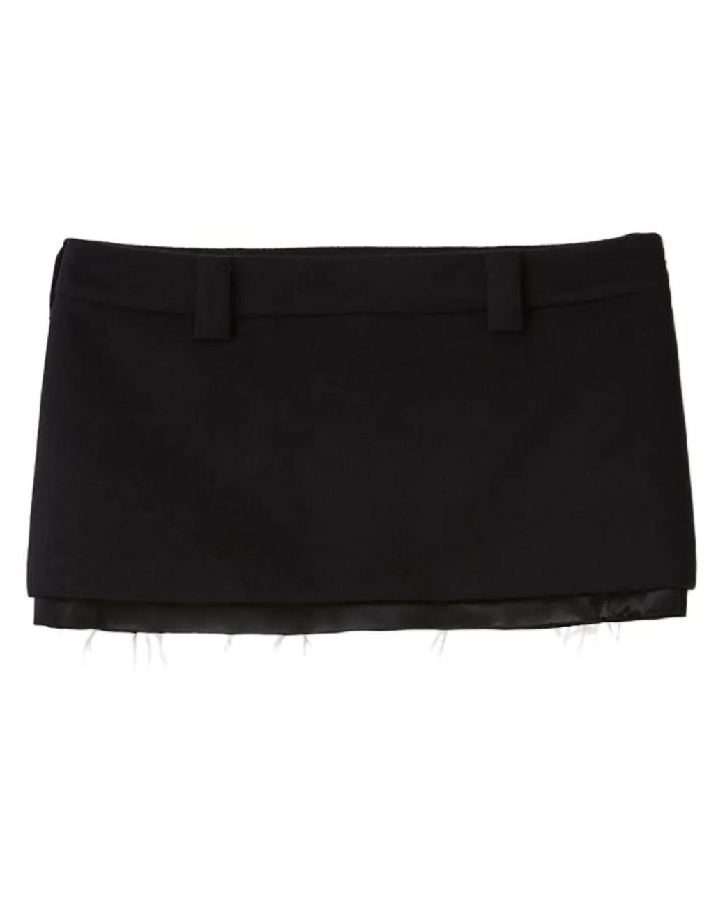 Miu Miu Black Satin-Trim Velour Miniskirt