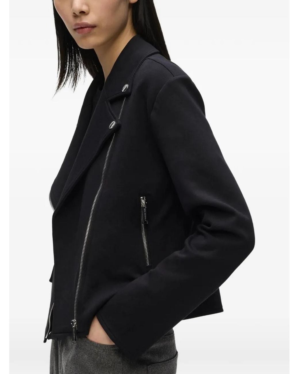 Karl Lagerfeld Black Zip-Up Biker Sweatshirt