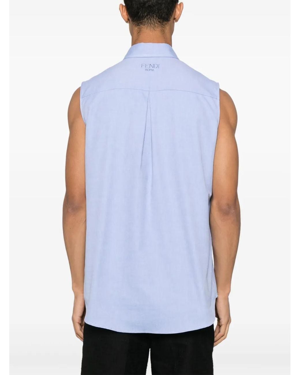 Fendi Blue Asymmetric Shirt for men