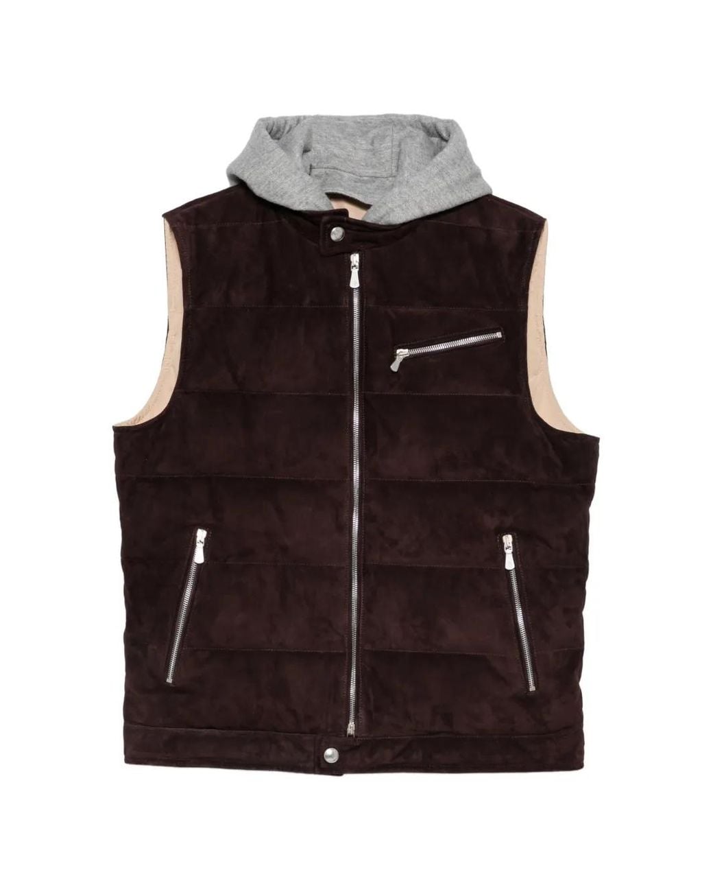 Eleventy Black Hooded Quilted Gilet for men