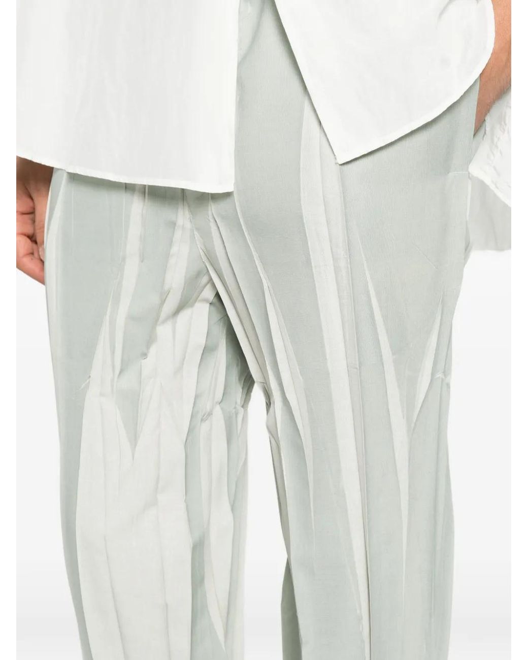 Issey Miyake Gray Pleated Tapered Trousers for men