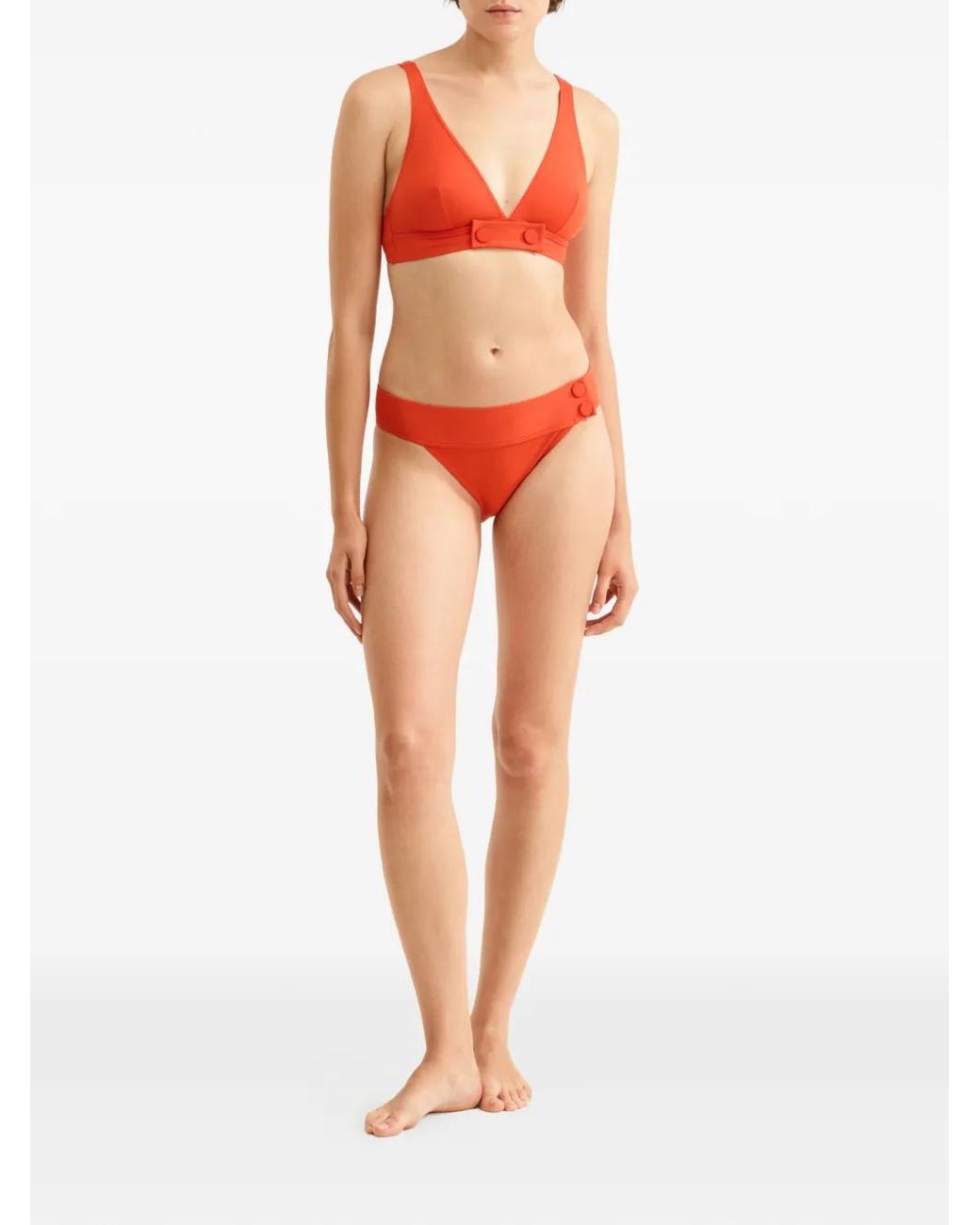 Eres Red V-Neck Bikini Top