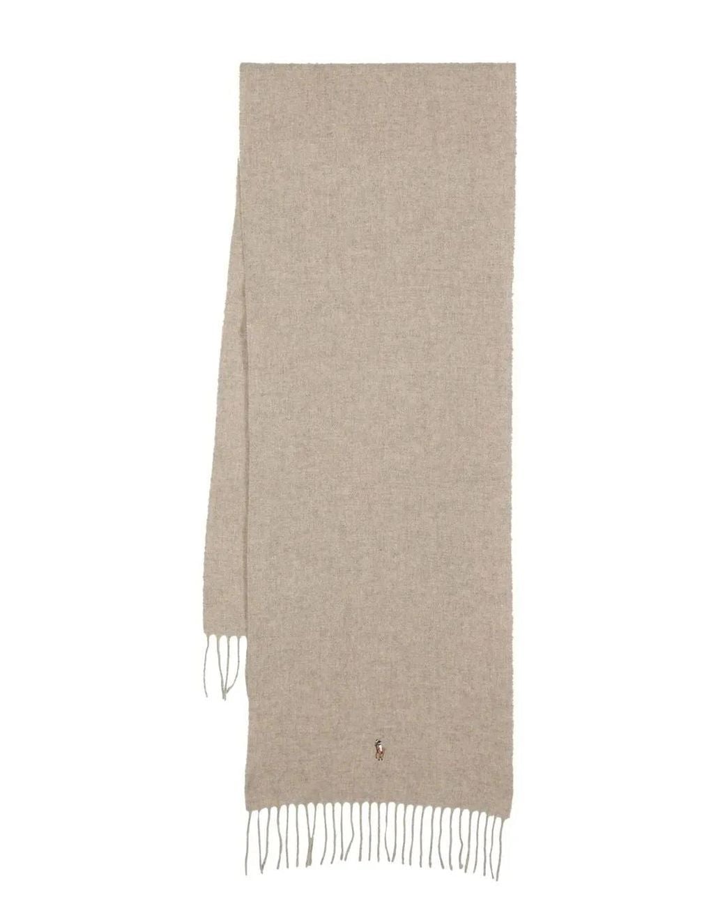 Polo Ralph Lauren Natural Embroidered-Logo Fringed Scarf for men