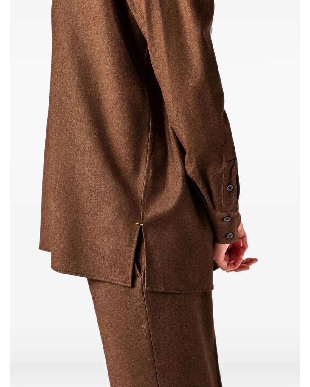 Paul Smith Brown Button-Up Wool Shirt