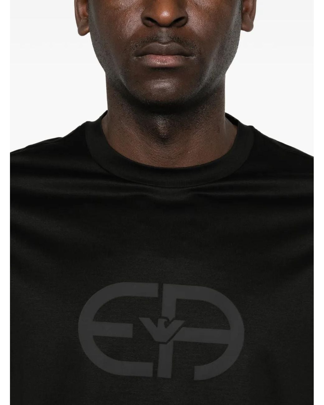 Emporio Armani Black Logo Cotton T-Shirt for men
