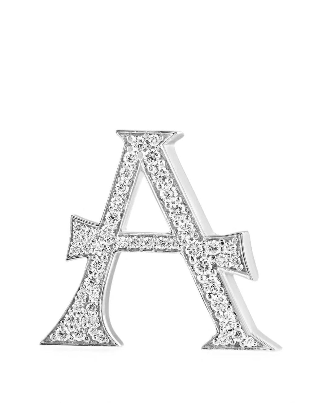 Ashna Mehta White Medium Diamond Initial Bag Charm