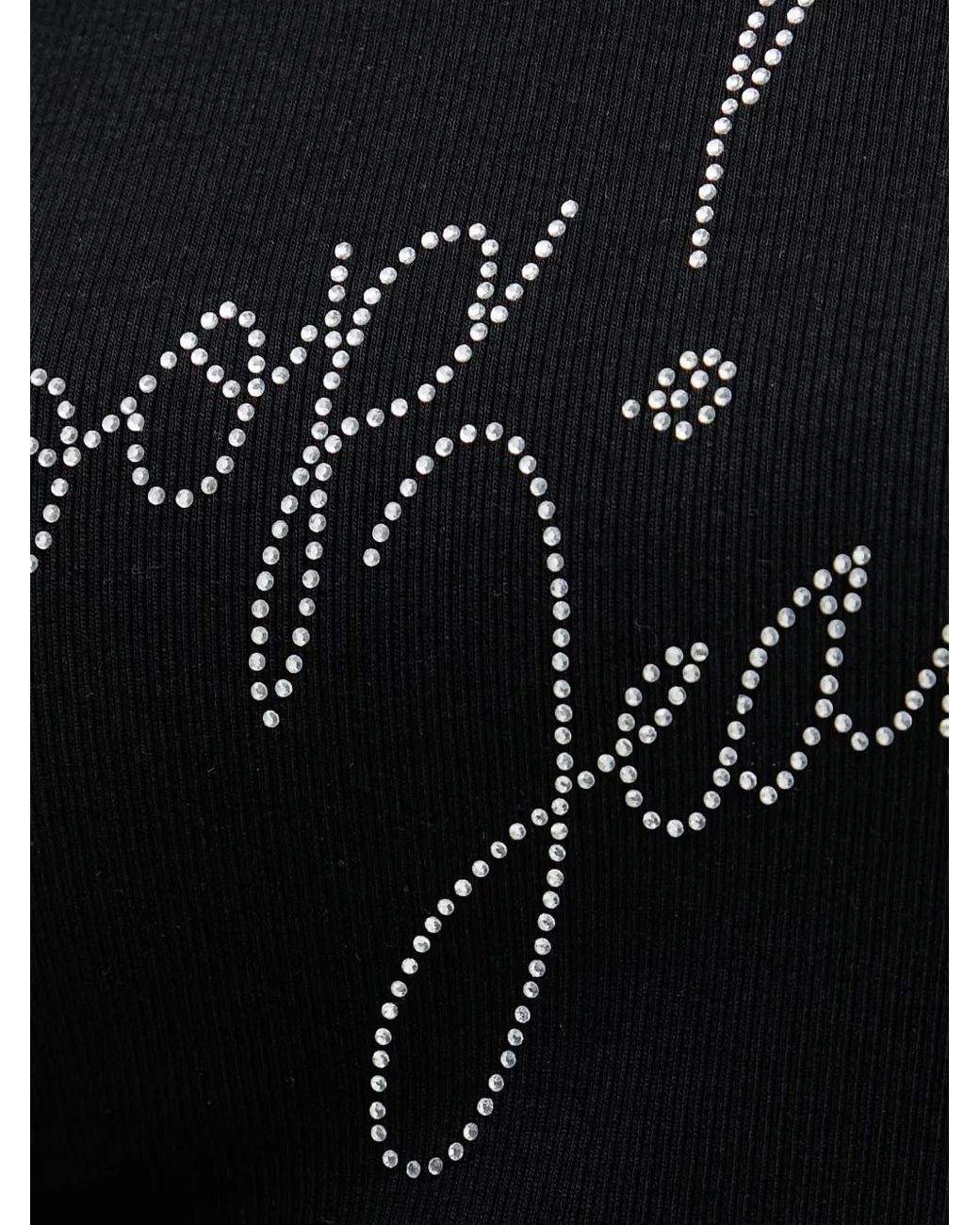Joop! Black Tineta Rhinestone-Logo Ribbed T-Shirt