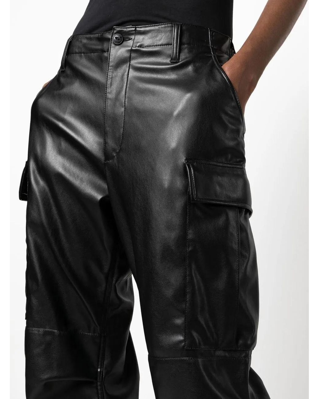 Rag & Bone Black Sands Faux-Leather Cargo Pants