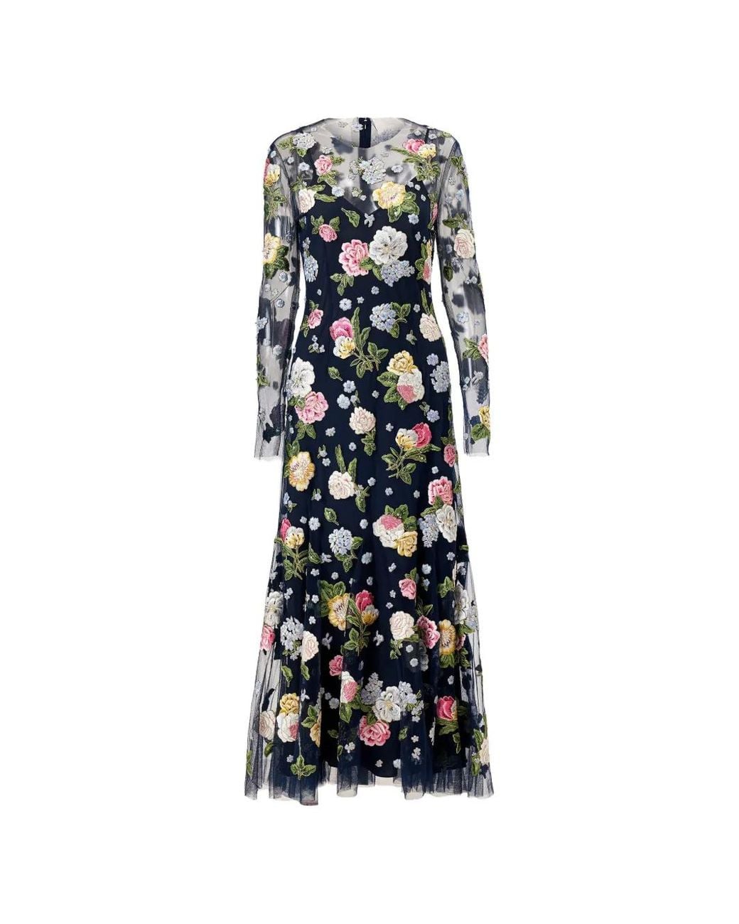 Carolina Herrera White Floral-Embroidered Maxi Dress