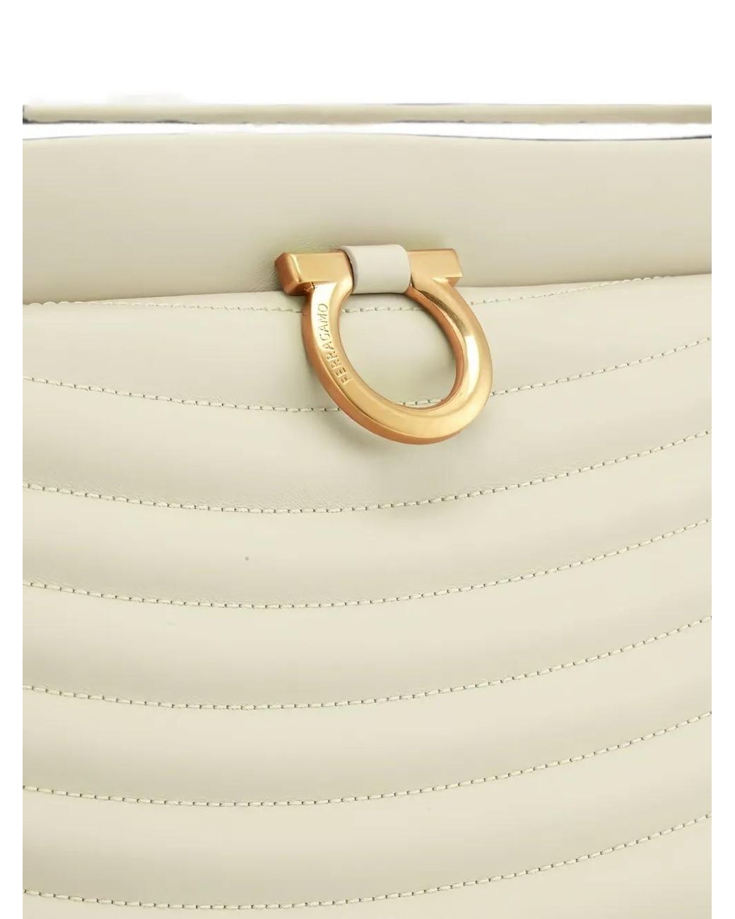 Ferragamo Natural Gancini Quilted Leather Shoulder Bag
