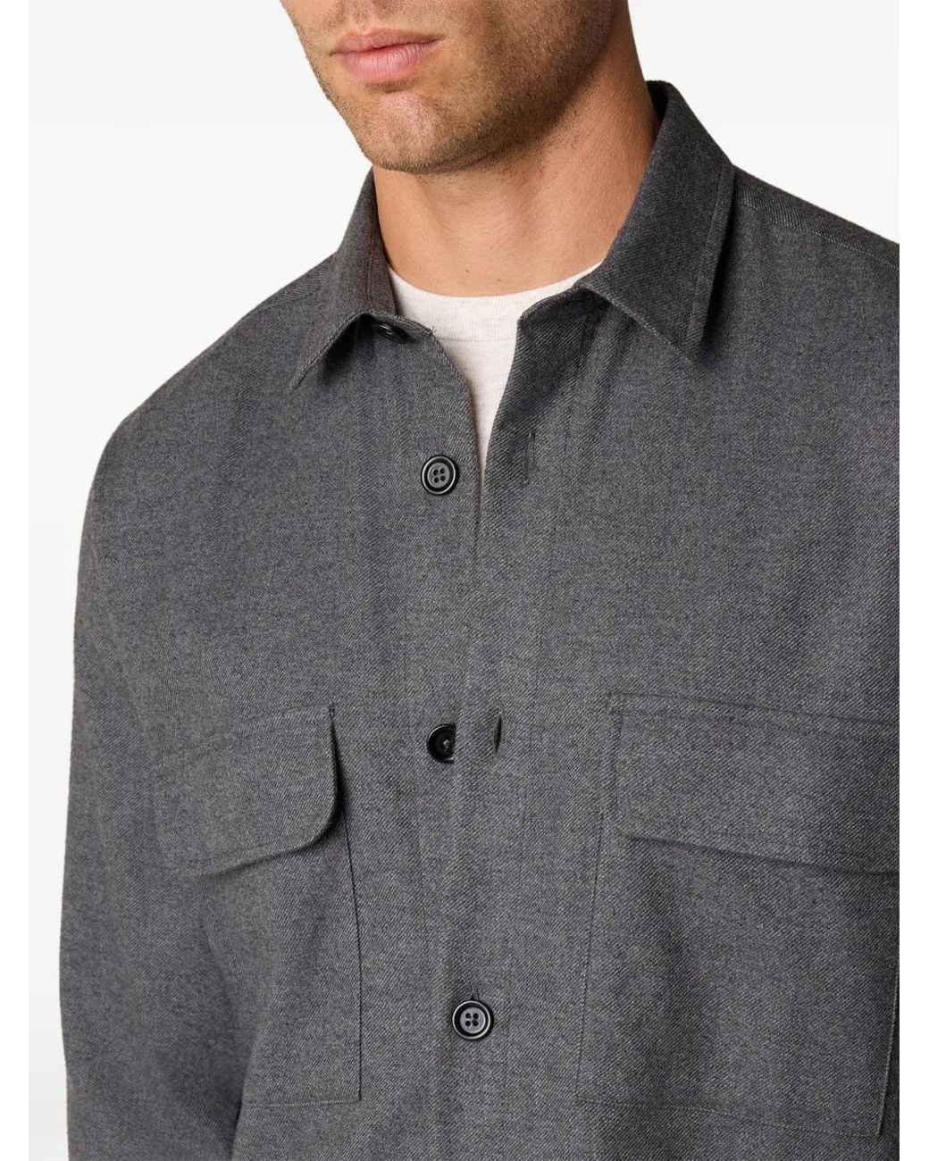 Brooks Brothers Gray Flap-Pockets Button-Fastening Shirt for men