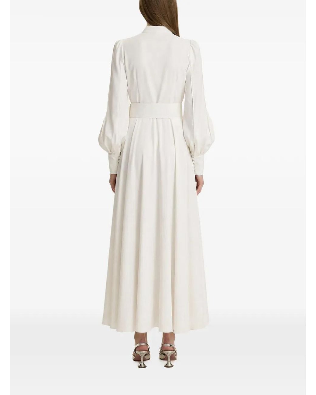 MOOS STUDIO White Buttoned Belted Maxi Dress