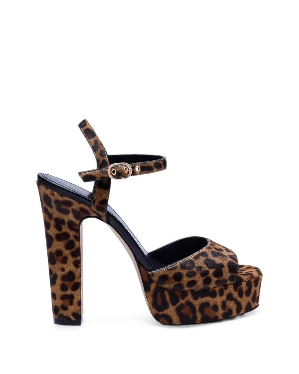 Stuart Weitzman White Leopard-Print Platform Sandals