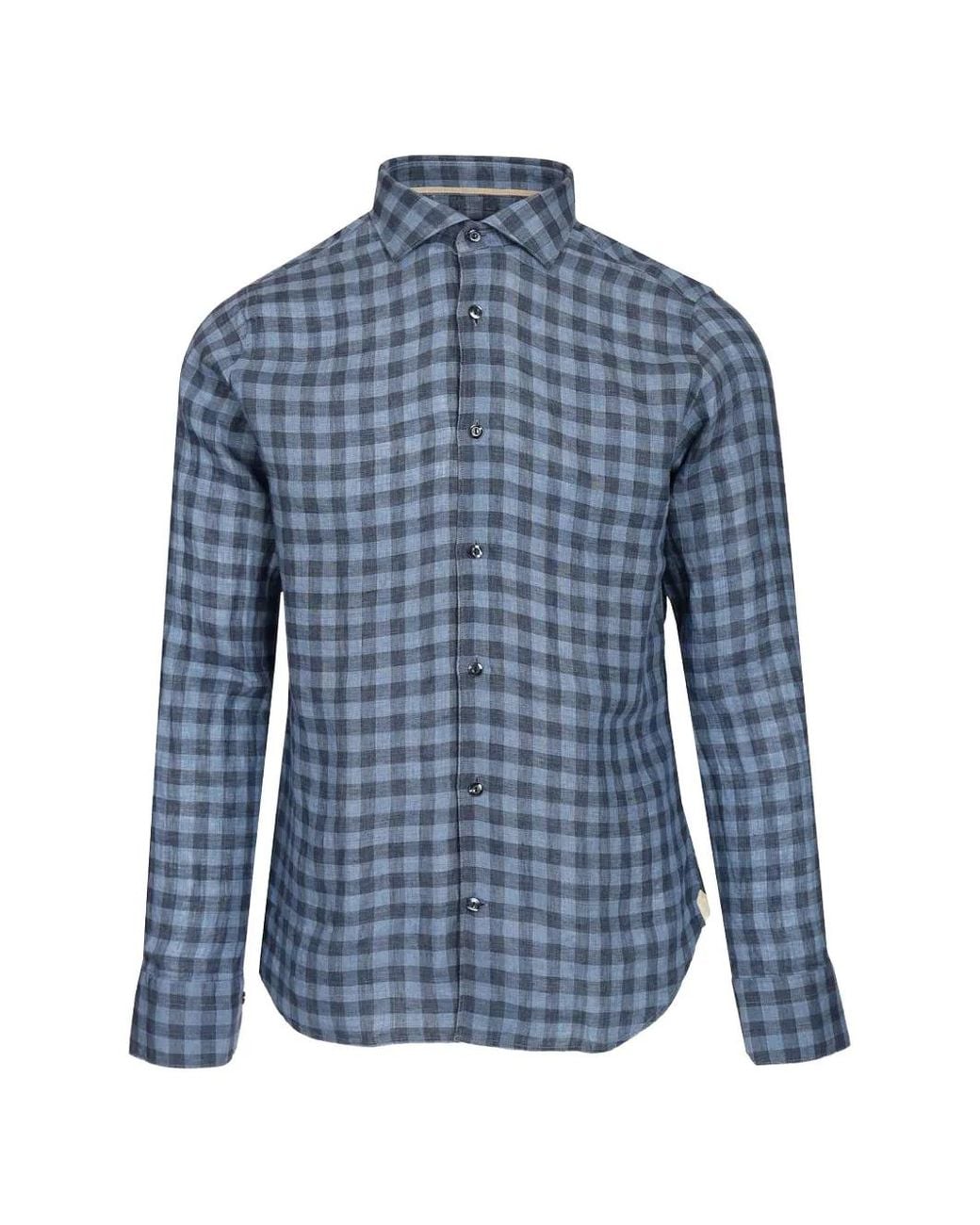 Al Duca D'aosta Blue Gingham-Check Shirt for men
