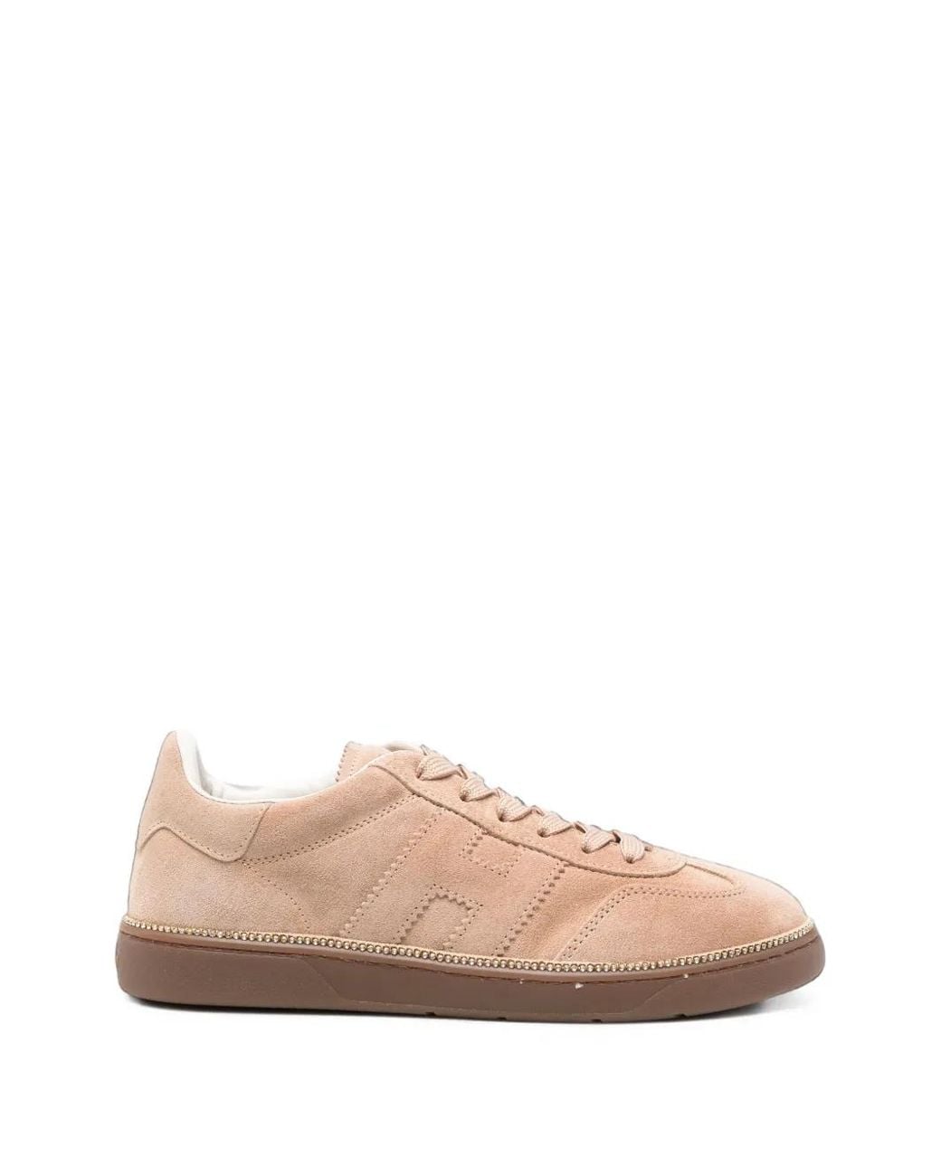 Hogan Pink Crystal-Embellished Suede Sneakers