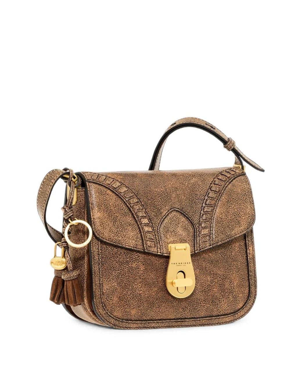 The Bridge Brown Tassel-Detail Logo-Plaque Cross Body Bag