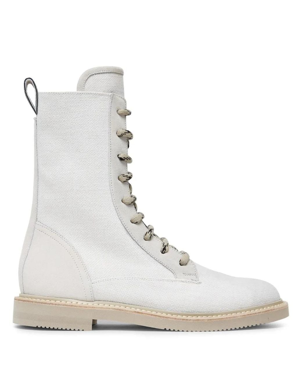 Brunello Cucinelli White Cotton-linen Ankle Boots