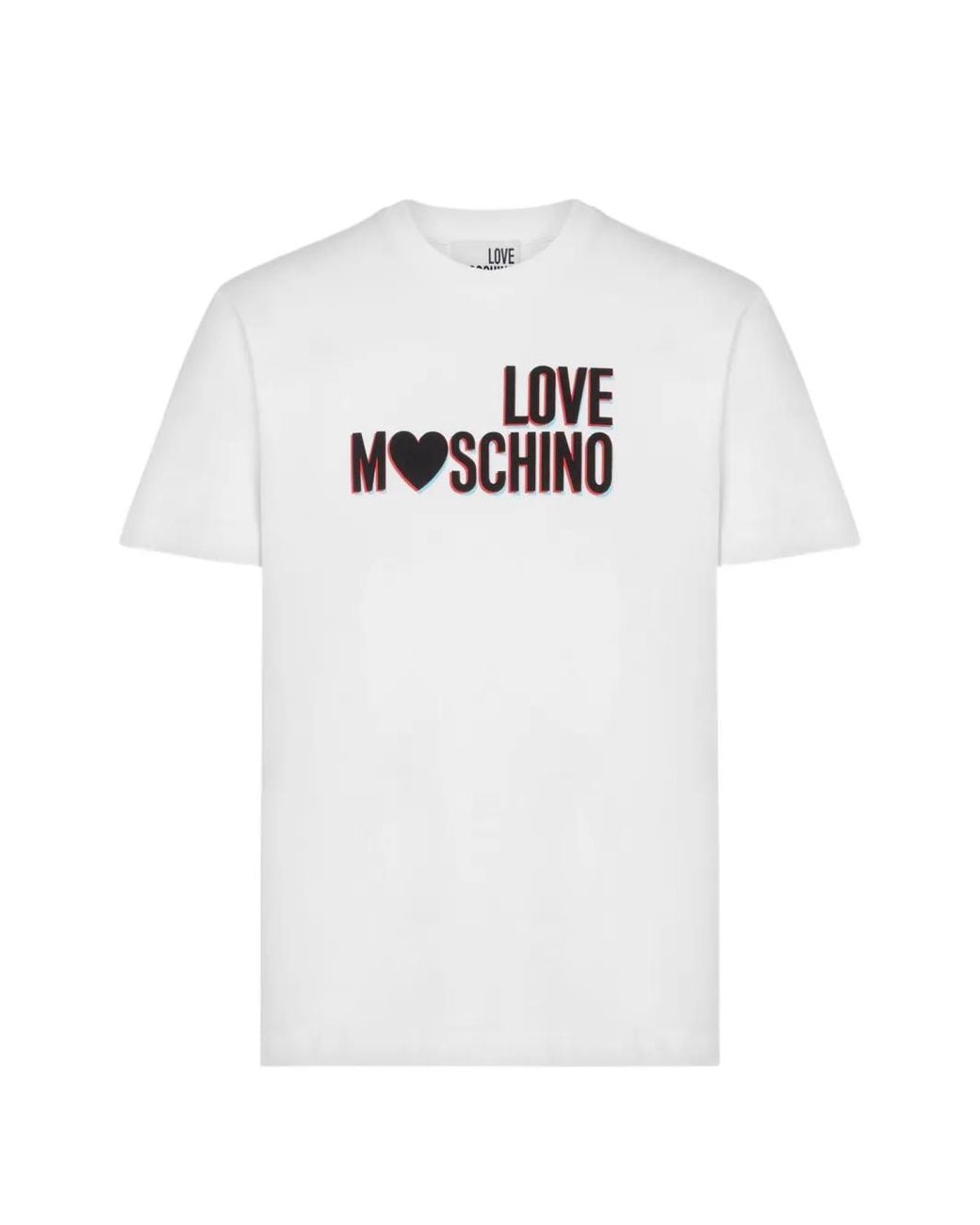 Love Moschino White Logo-Print Cotton T-Shirt for men