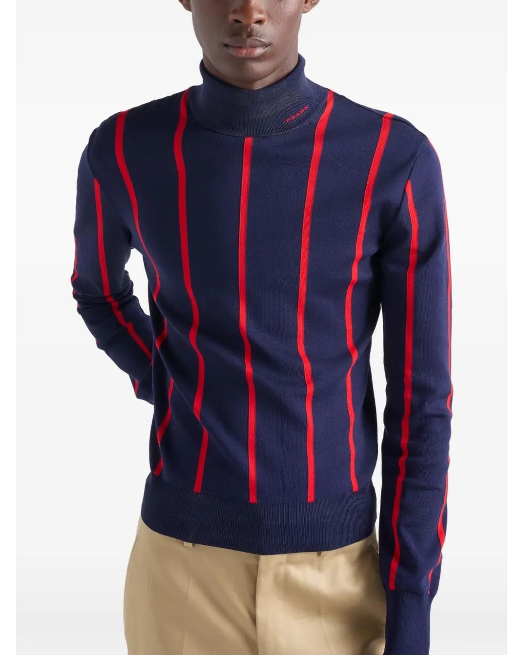 Pull Rayé Intarsia Prada pour homme en coloris Blue