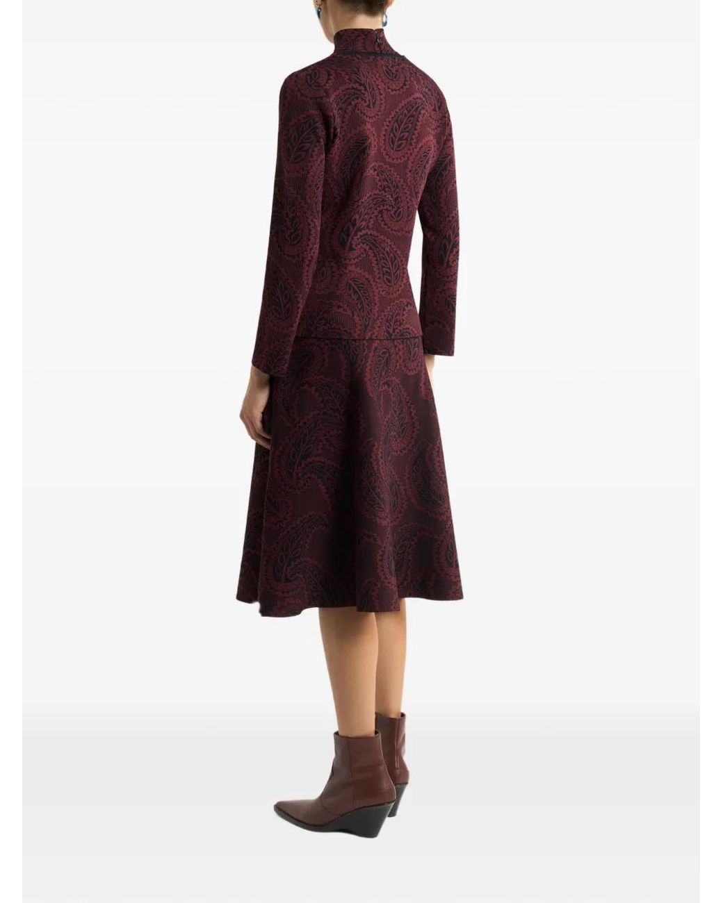 Etro Purple Jacquard Cardigan With Paisley Foliage Motif