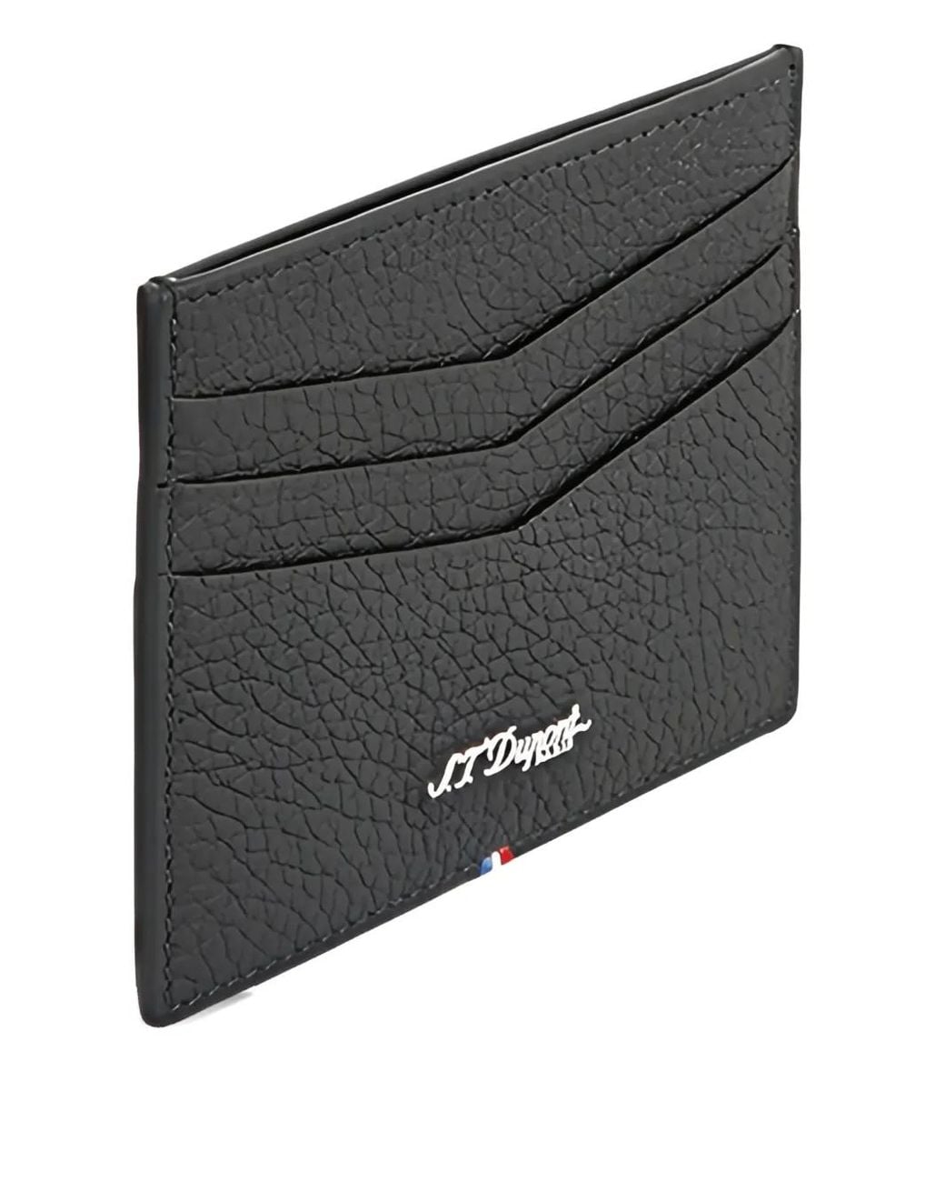 S T Dupont Black Textured Card Holder for men