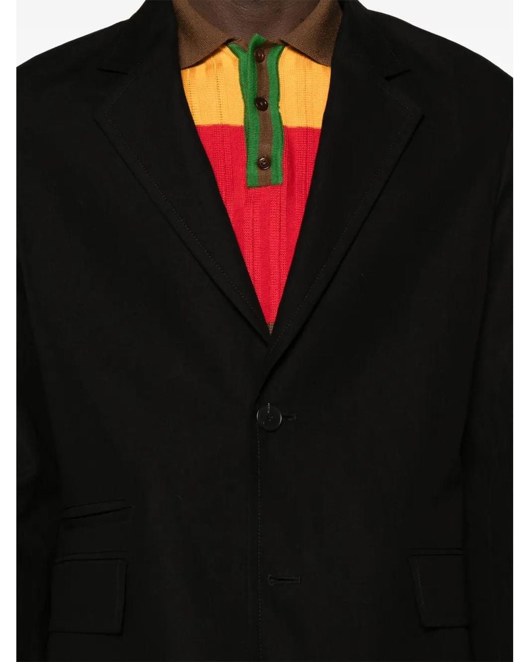 Lanvin Black Notched-Lapels Single-Breasted Blazer for men