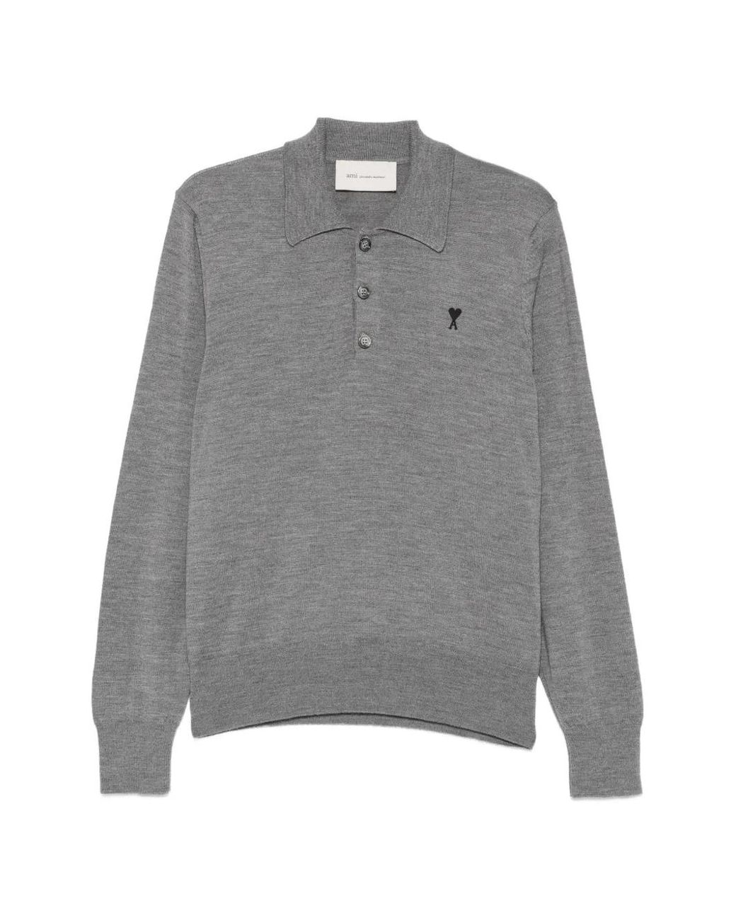 AMI Gray Ami De Coeur Polo Shirt for men