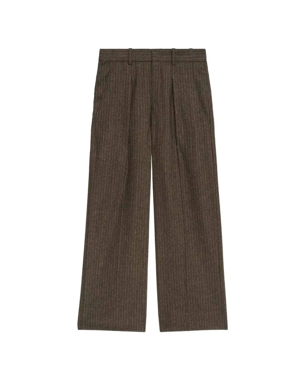 Isabel Marant Gray Wide-Leg Trousers With Vertical Pinstripes