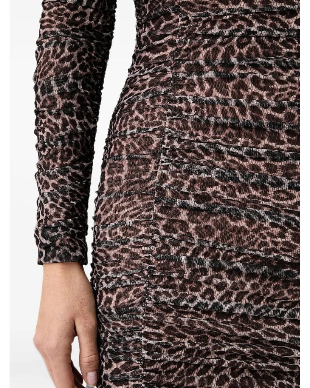 Silvian Heach Black Leopard-Print Ruched Mini Dress